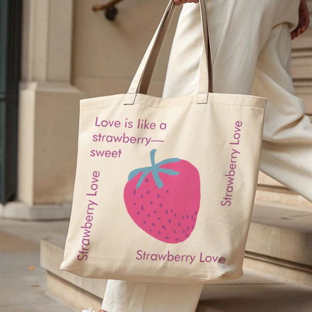 Cute Strawberry Love – Valentine’s Day Tote Bag (Créateur téléchargé)