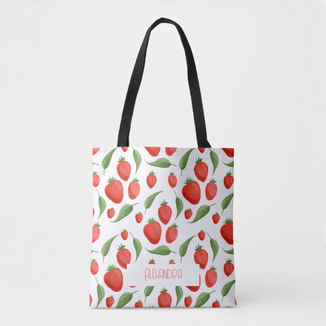Cute Strawberry Pattern Eco Tote Bag Tasche (Vorderseite)
