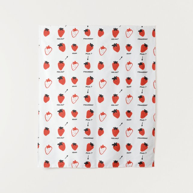 Cute Strawberry Pattern Tapestry Room Decor Wandteppich (Vorderseite)