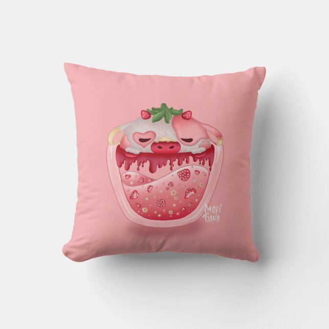 Cute Strawberry Throw Pillow – Kawaii Design Kissen (Vorderseite)