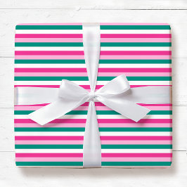 Cute Striped Pattern Pink Green White Seamless Geschenkpapier