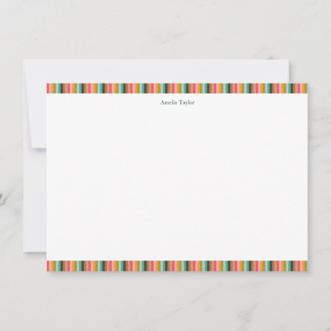 Cute Striped Personalized Stationery Name Holiday Dankeskarte (Vorderseite)
