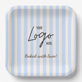 Cute Stripes Bakery Cafe Logo Baked With Love Pappteller