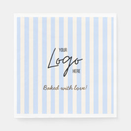 Cute Stripes Bakery Cafe Logo Baked With Love Serviette