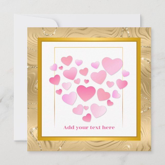 Cute Style Pink Hearts Romantic Valentine's Day Karte (Vorderseite)