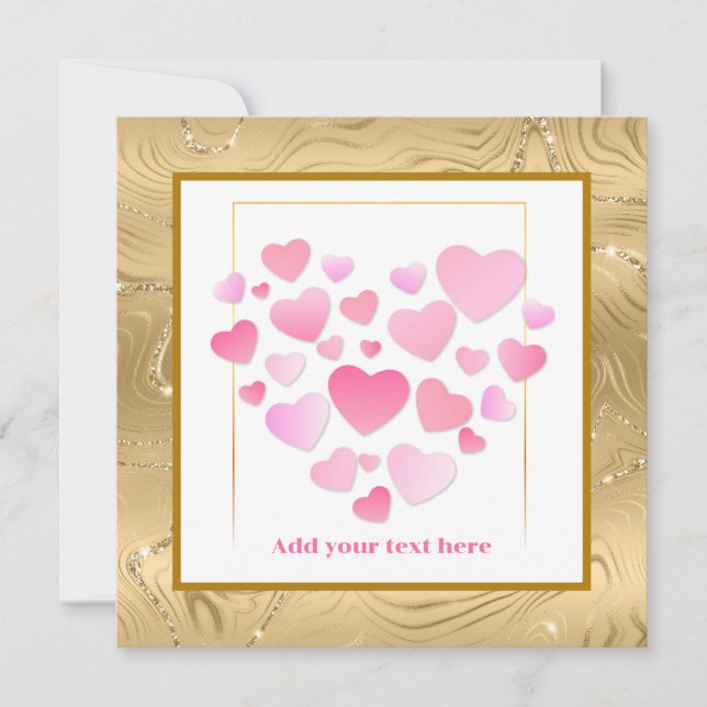 Cute Style Pink Hearts Romantic Valentine's Day Karte (Vorderseite)