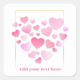 Cute Style Pink Hearts Romantic Valentine's Day Quadratischer Aufkleber
