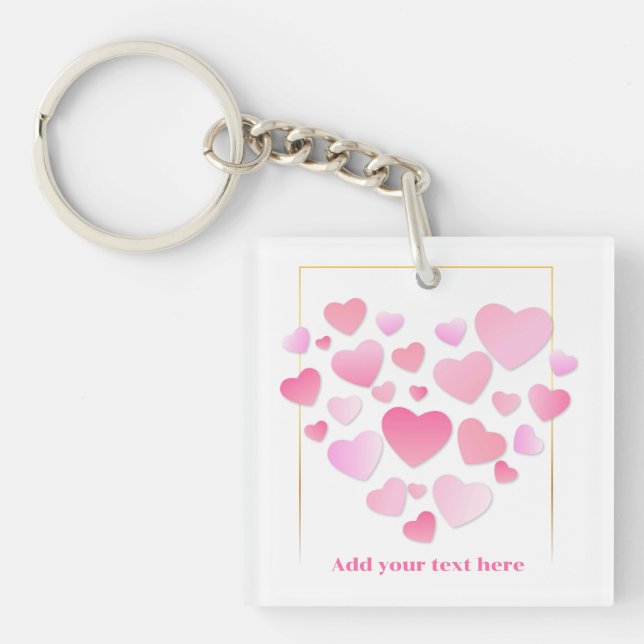 Cute Style Pink Hearts Romantic Valentine's Day Schlüsselanhänger (Vorderseite)
