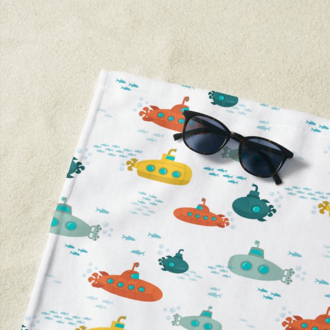 Cute Submarine Nautical Deep Sea Fish Kids Strandtuch (Beispiel)