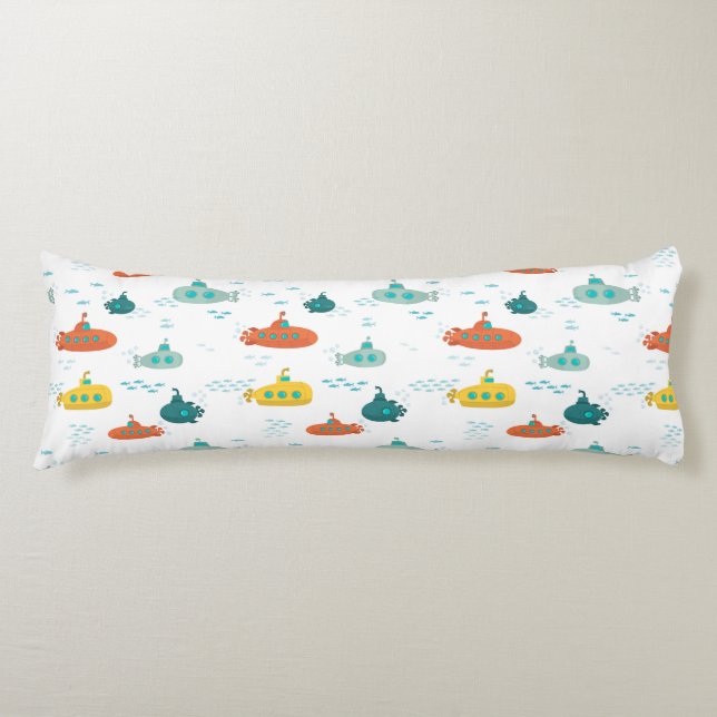 Cute Submarine Nautical Deep Sea Fish Pattern Seitenschläferkissen (Vorderseite)