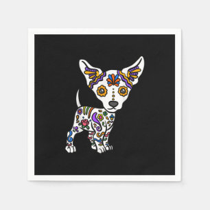 cute sugar skull chihuahua serviette