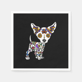 cute sugar skull chihuahua serviette