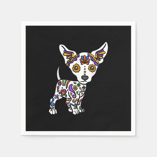cute sugar skull chihuahua serviette (Vorderseite)
