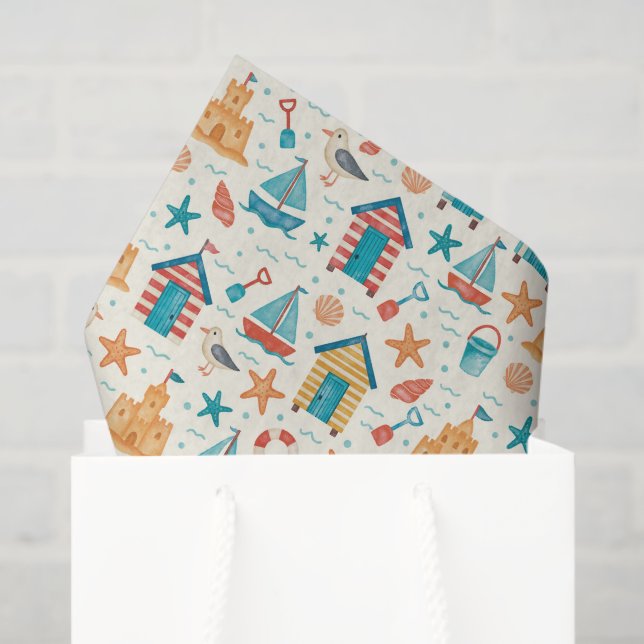 Cute Summer Beach Ocean Pattern Tissue Paper Seidenpapier (Geschenktüte)
