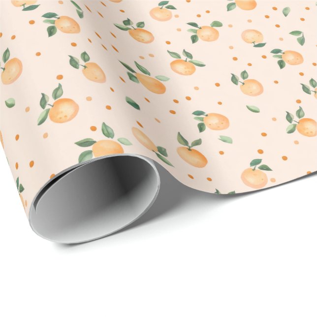 Cute Summer Citrus Oranges Fruit Pattern Geschenkpapier (Rolleneckpunkt)