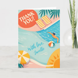 Cute Summer Pool Party Thank You Beach Tropical Karte