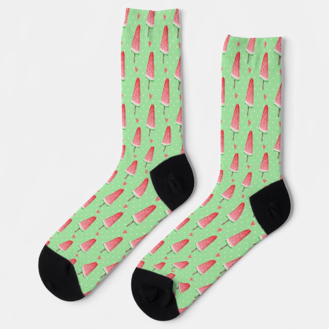Cute Summer Popsicles Watermelon Motifs chaussette (Gauche)