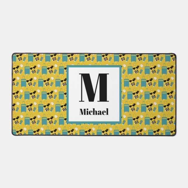 Cute Summer Vacation Elements Desk Mat Schreibtischunterlage (Vorderseite)