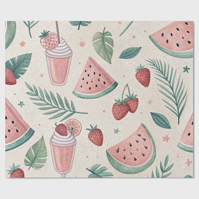 Cute Summery Wrapping Paper Geschenkpapier (Flach)