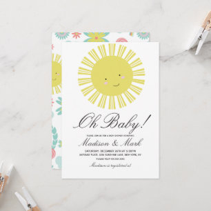 Cute Sun Floral Baby shower Invitation