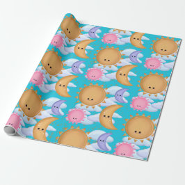 Cute Sun Moon and Cloud Pattern Wrapping Paper Geschenkpapier