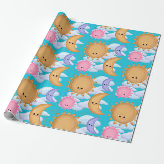 Cute Sun Moon and Cloud Pattern Wrapping Paper Geschenkpapier