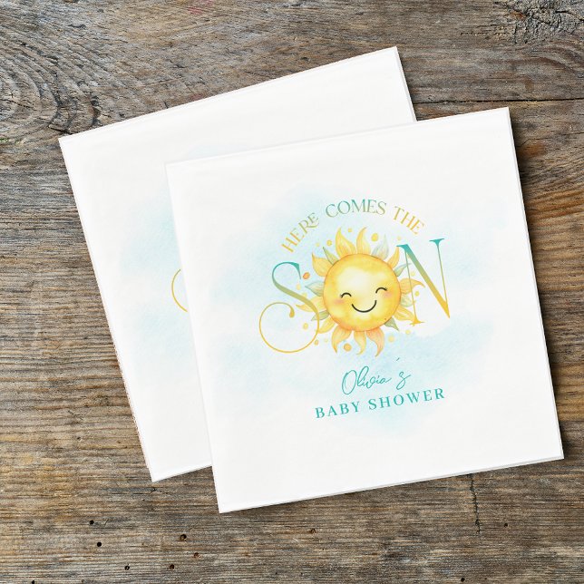 Cute Sunshine Here Comes the Son Baby Shower Serviette (Cute Sunshine Here Comes the Son Baby Shower Napkins)