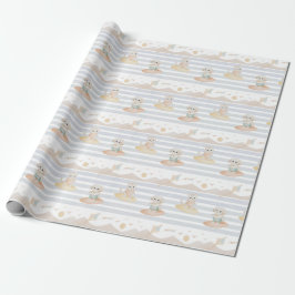 Cute Surfing Dog and Cat Wrapping Paper Geschenkpapier