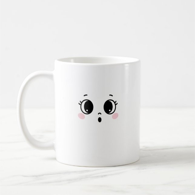 Cute Surprised Anime Face Coffee Mug  (Gauche)