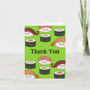 Cute Sushi Kids 1er Anniversaire Merci Cartes