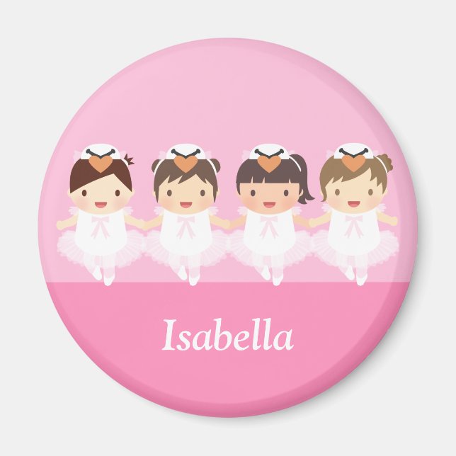 Cute Swan Ballerina Girls Magnet personnalisé (Devant)