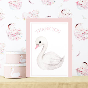 Cute Swan Simple Baby shower Carte de remerciement