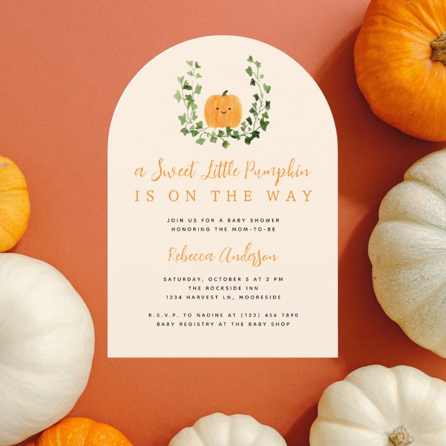 Cute Sweet Little Pumpkin Fall Baby Shower Einladung (Von Creator hochgeladen)