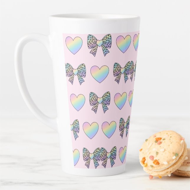  cute sweet rainbow hearts pastel gradient pattern milchtasse (Beispiel)