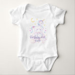 Cute Sweet Rainbow Unicorn Birthday Girl Baby Strampler<br><div class="desc">This sweet birthday design features a cute rainbow unicorn illustration and simple yet fun purple typography. This is the perfect gift for a baby girl's first birthday! There are coordinating invitations,  party decor,  and mailing accessories to match this invite.</div>