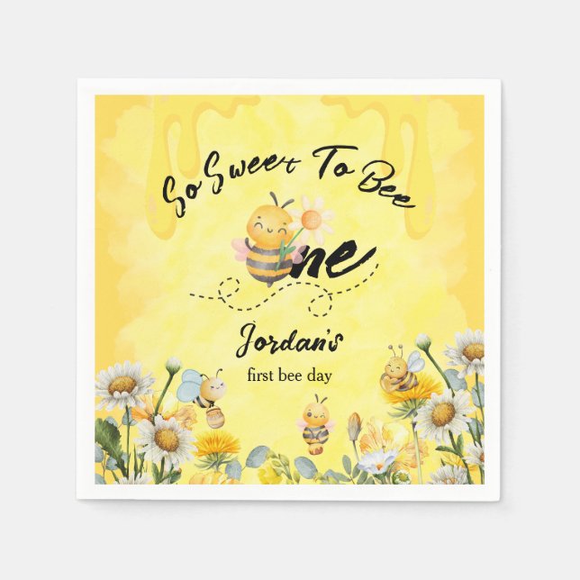 Cute Sweet To Bee One Wildflower 1st birthday Serviette (Vorderseite)