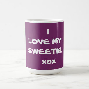 Cute Sweetie Café Mug J'AIME MA SWEETIE Purple