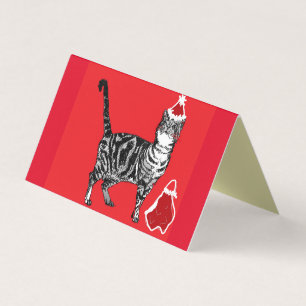 Cute Tabby Chat Merry Catsmus jeu de cartes de Noë