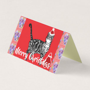 Cute Tabby Chat Merry Catsmus jeu de cartes de Noë