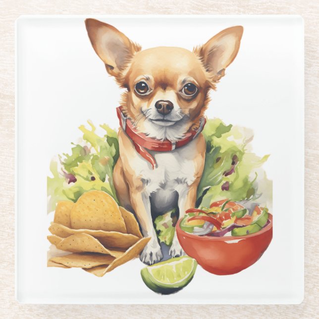 Cute Taco Chihuahua Pop Art  Glasuntersetzer (Vorderseite)