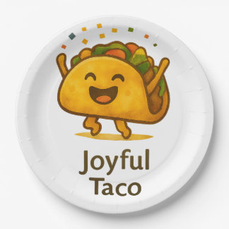 Cute Taco Fiesta Birthday Paper Plates 9" Dinner Pappteller