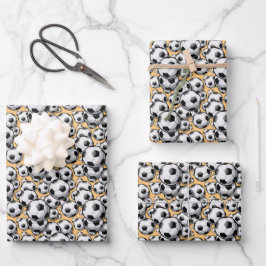 cute tan Soccer ball sports pattern  Geschenkpapier Set