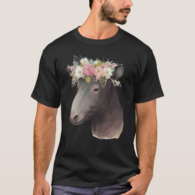 Cute Tapir Flower Crown Animal T-Shirt (Vorderseite)