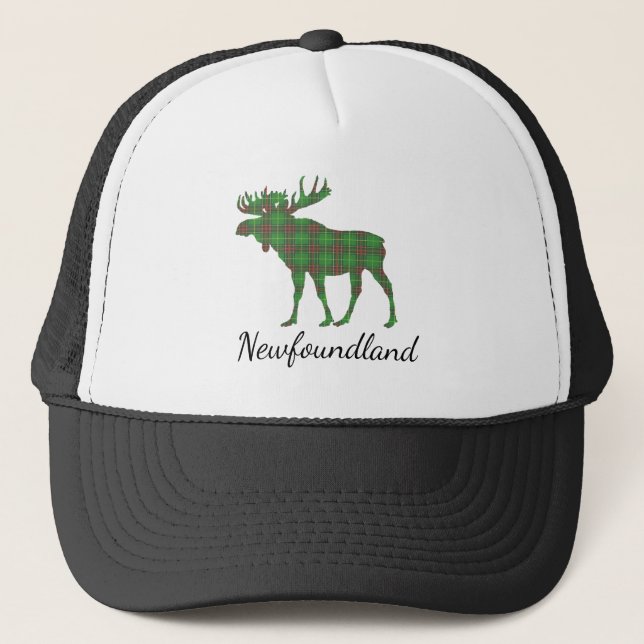 Cute Tartan moose Terre-Neuve casquette (Devant)