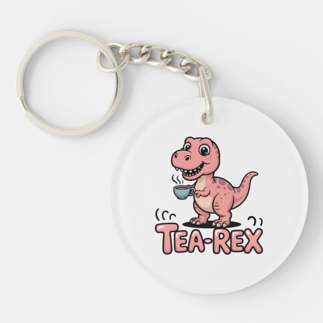 Cute Tea-Rex Pink Dinosaur – Sip Happens! (Devant)