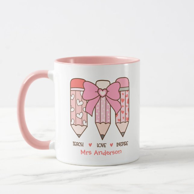 Cute Teacher's Valentine Pencil Custom Tasse (Links)