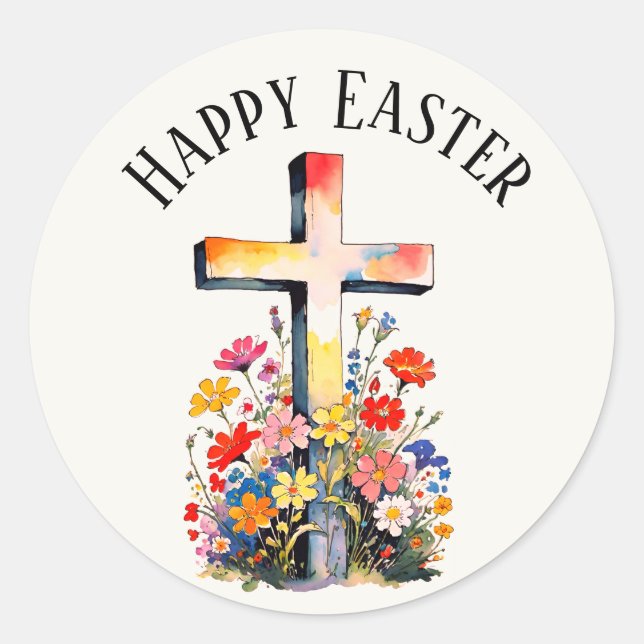 Cute teal bunny happy Easter stickers (Vorderseite)