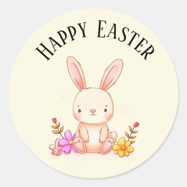 Cute teal bunny happy Easter stickers (Vorderseite)