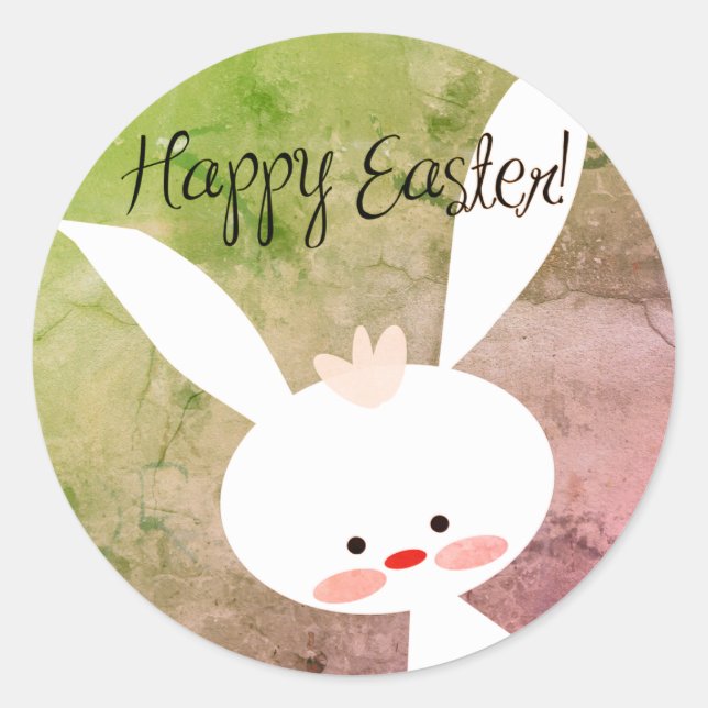 Cute teal bunny happy Easter stickers (Vorderseite)
