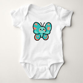 Cute Teal Butterfly Kawaii Art Baby Clothes Baby Strampler